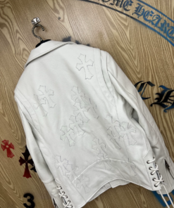 Alternative view of Chrome Hearts JJ Dean White Motorcycle Leather Jacket