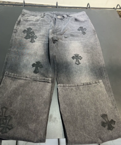 Alternative view of Chrome Hearts patchwork leather cross jeans