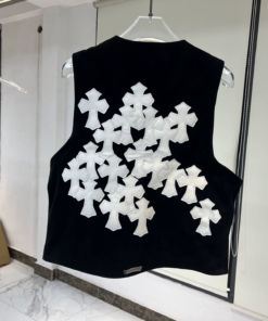 Chrome Hearts Black Suede Cross Vest