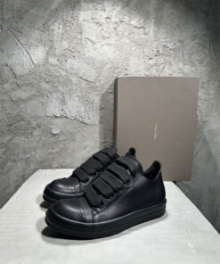 Rick Owens Black Low-Top Leather Shoes