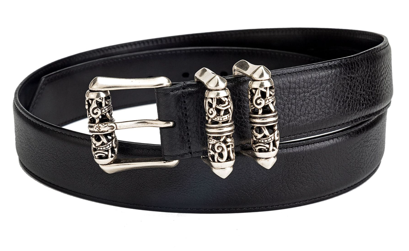 Chrome Hearts genuine leather belt with silver-plated hardware - Image 2