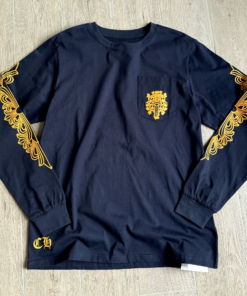 Alternative view of Chrome Hearts Back Vine Sword Navy Blue Long-Sleeved T-Shirt