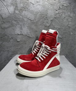 Rick Owe red suede high-top boots