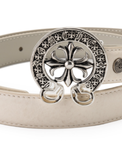Alternative view of Chrome Hearts belt, pure black leather, 23 different hardware buckles to choose from