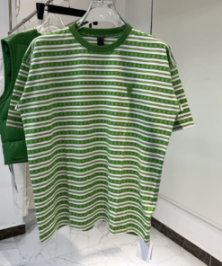 Chrome Hearts Green Striped All-over Print Short-Sleeve T-Shirt