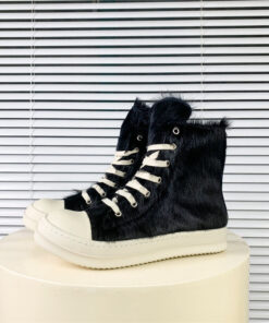 Rick Owens black horsehair high-top boots