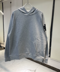Chrome Hearts Grey Leather Cross Hooded Sweatshirt