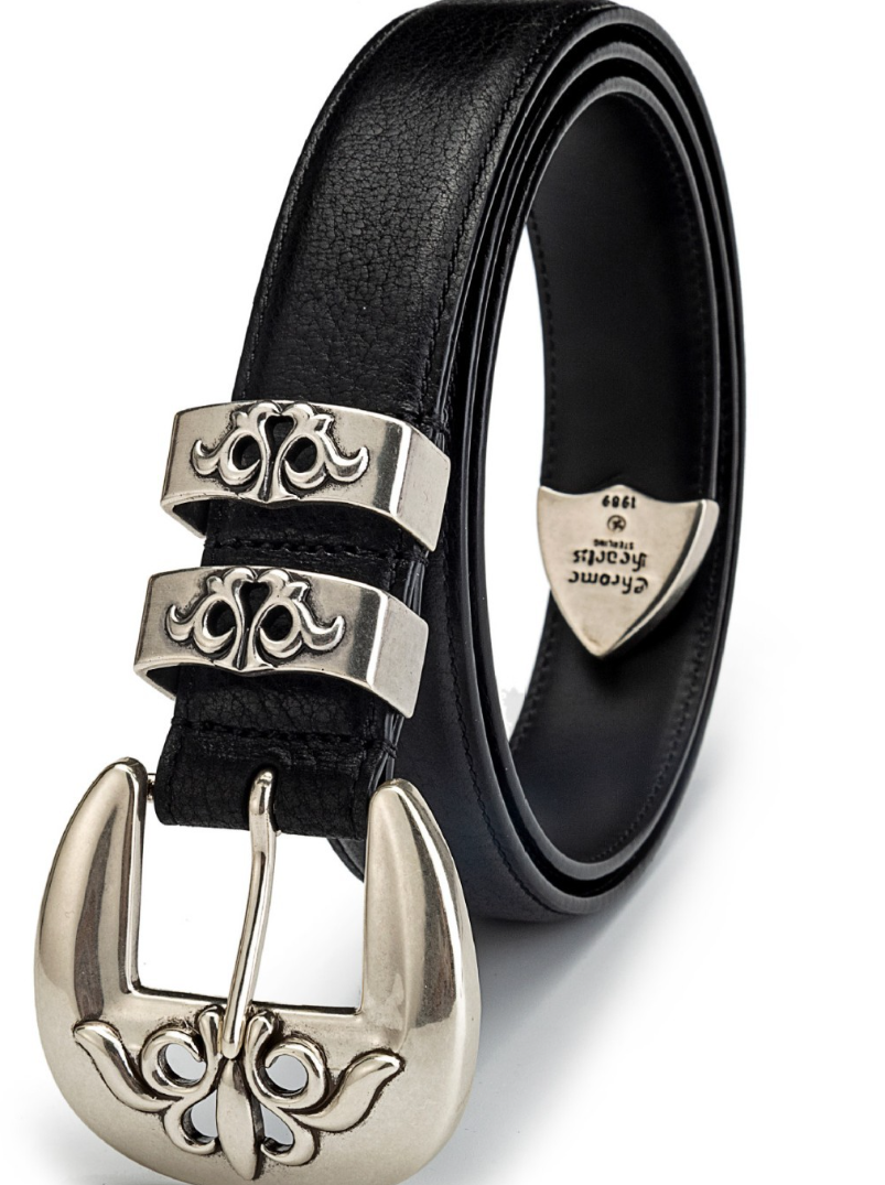 Chrome Hearts silver-plated hardware with vine-patterned buckle, genuine leather belt - Image 3