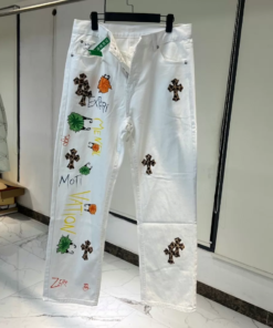 Chrome Hearts white graffiti patch jeans