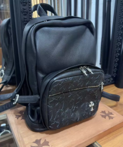 Chrome Hearts Black Leather Backpack