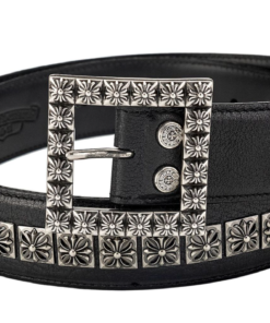Alternative view of Chrome Hearts cross-shaped pin buckle silver-plated hardware belt