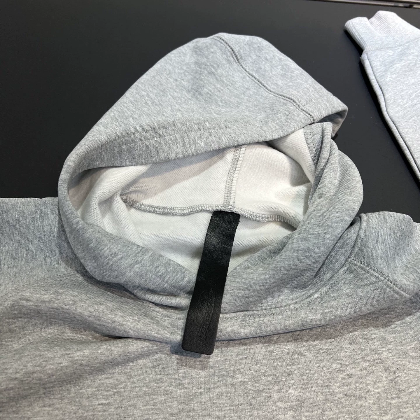 Chrome Hearts Grey Leather Cross Hooded Sweatshirt - Image 8