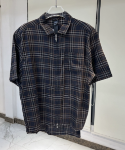 Chrome Hearts check cotton sword zip-up short-sleeved shirt