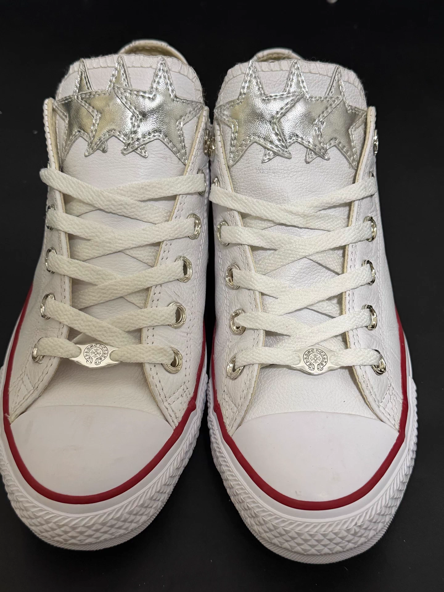 Chrome Hearts white patent leather Converse with cross - Image 7