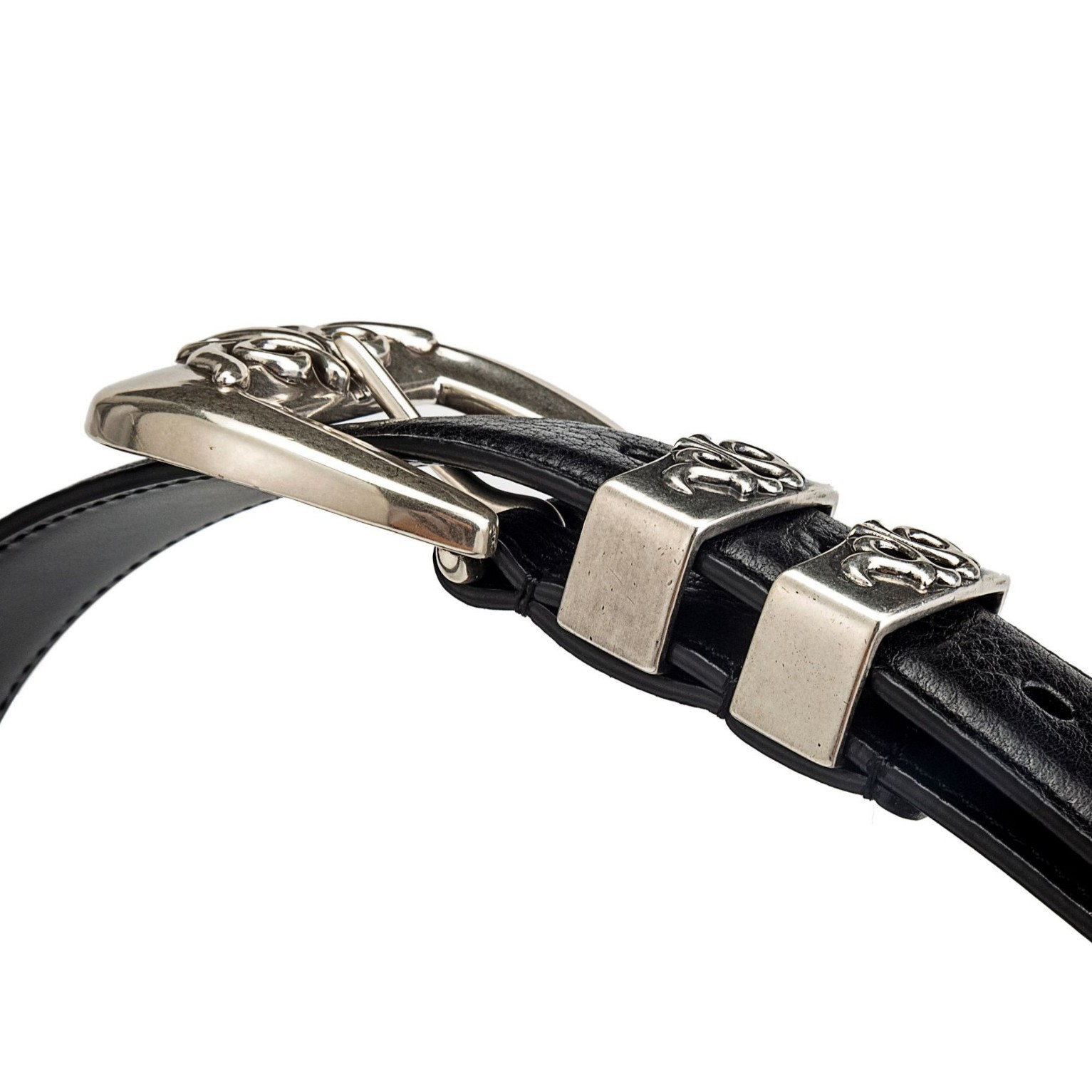 Chrome Hearts silver-plated hardware with vine-patterned buckle, genuine leather belt - Image 4