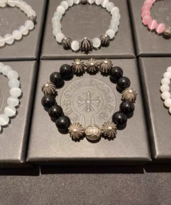 Alternative view of Chrome Hearts Ch 10MM Silver Bead Series Mineral Crystal Bracelet Collection