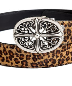 Chrome Hearts belt with silver-plated hardware and genuine leather, available in 6 colors