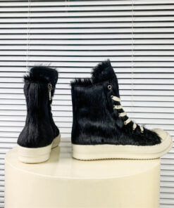 Alternative view of Rick Owens black horsehair high-top boots