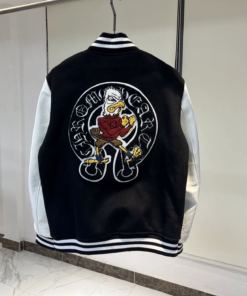Alternative view of Chrome Hearts black and white color-blocked baseball jersey
