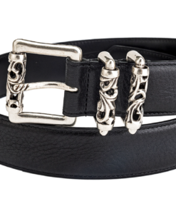 Chrome Hearts genuine leather belt with silver-plated hardware