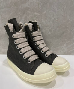 Rick Owens military green leather high-top boots