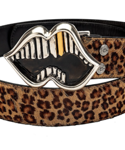 Chrome Hearts hexagonal lip, gold teeth, and silver-plated hardware; genuine leather belt; available in 9 styles.