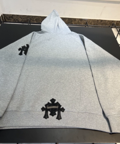 Alternative view of Chrome Hearts Grey Leather Cross Hooded Sweatshirt