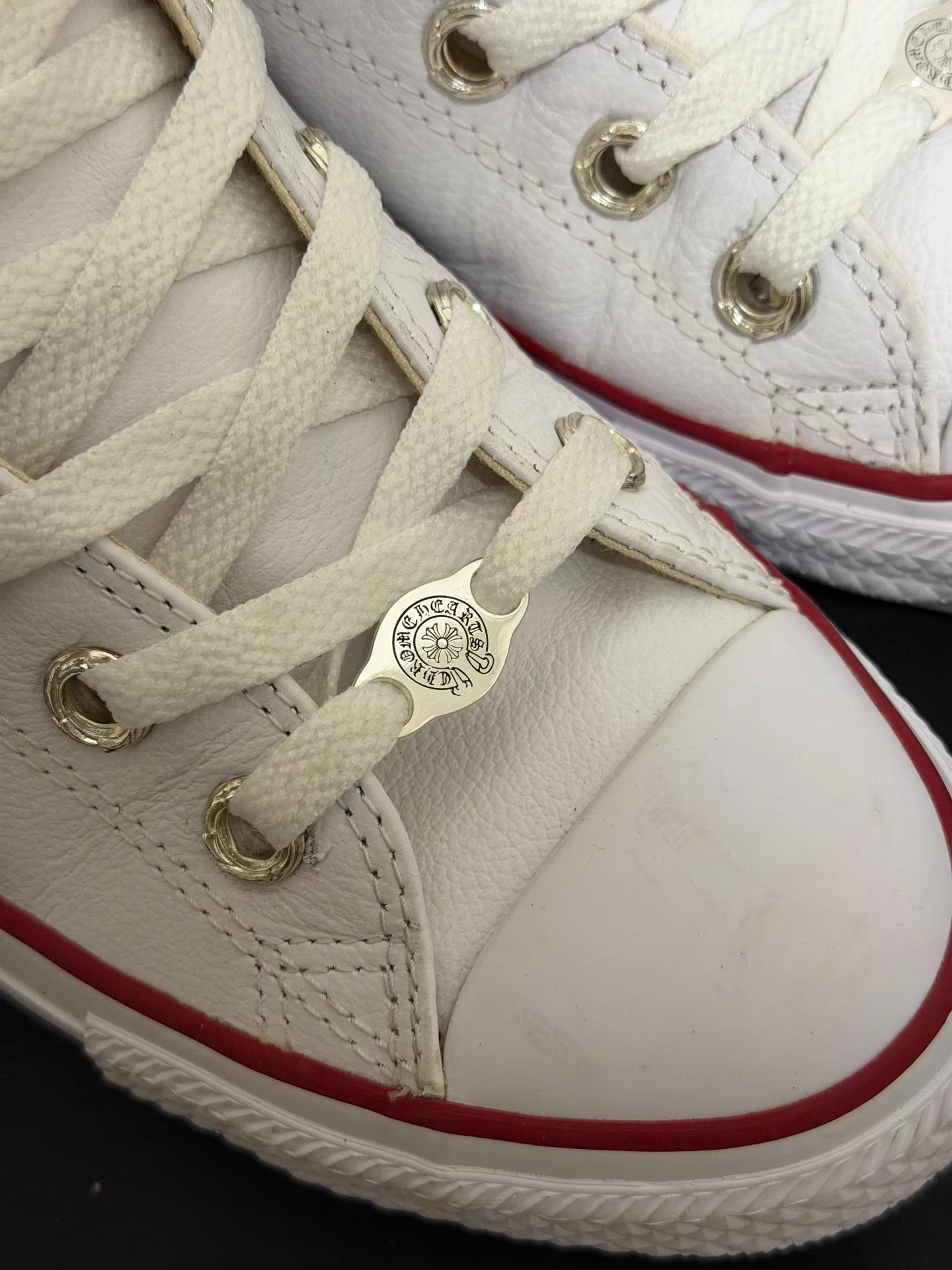 Chrome Hearts white patent leather Converse with cross - Image 6