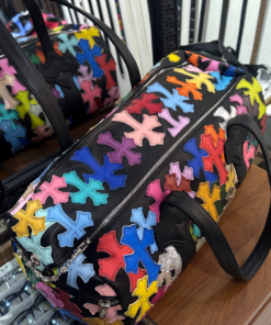 Alternative view of Chrome Hearts + Black with colorful patchwork travel bag/gym bag + 50cm (also available in 40cm and 70cm) 925 silver + all hand-stitched