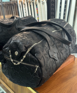 Alternative view of Chromehearts + Solid Black Patchwork Travel Bag/Gym Bag + 50cm (also available in 40cm and 70cm) 925 Silver + Hand-stitched throughout