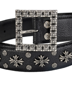 Chrome Hearts cross-shaped pin buckle silver-plated hardware belt