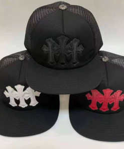 Chrome Hearts Cross Patchwork Baseball Cap, Black Mesh