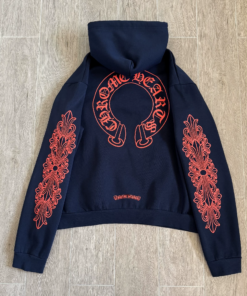 Alternative view of Chrome Hearts navy blue horseshoe flower sleeve sweatshirt/hoodie