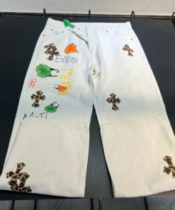 Alternative view of Chrome Hearts white graffiti patch jeans