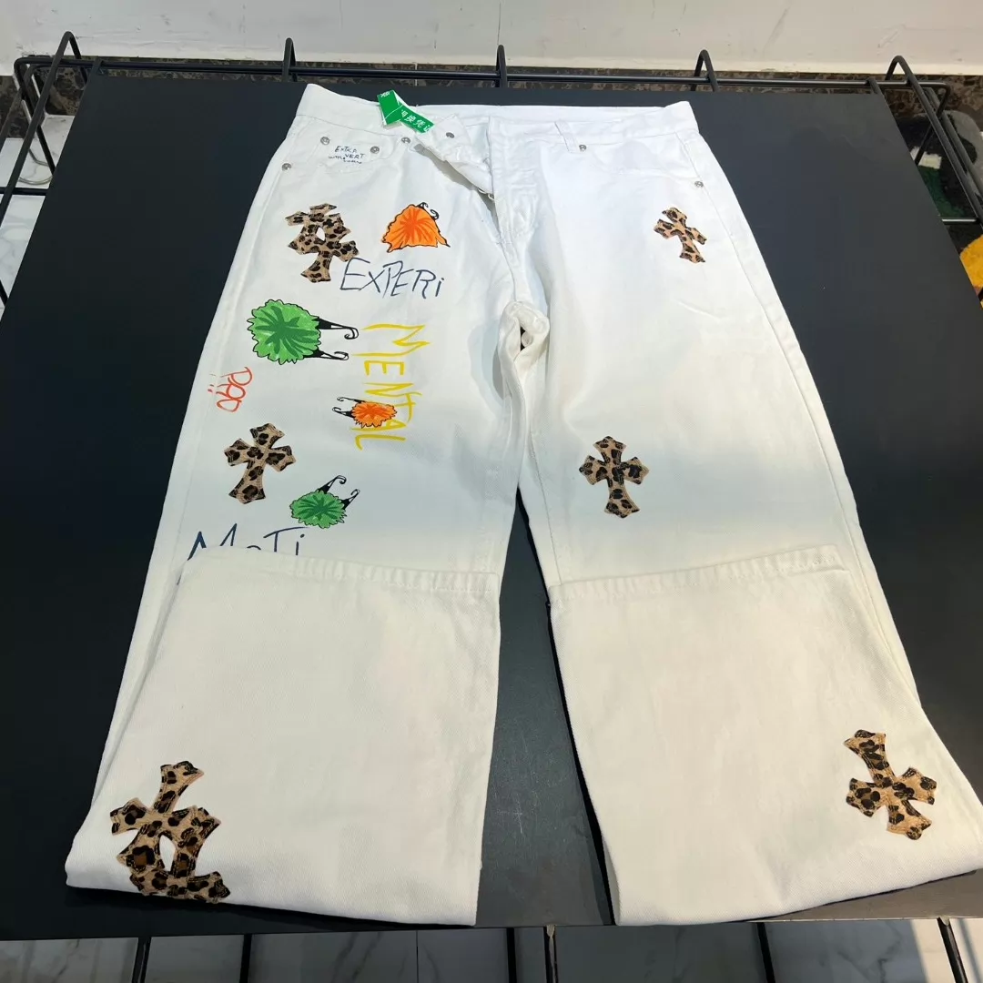 Chrome Hearts white graffiti patch jeans - Image 2