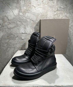 Rick Owens Black High-Top Leather Shoes