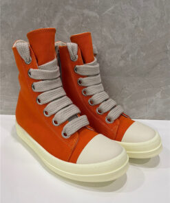 Rick Owens orange leather high-top boots