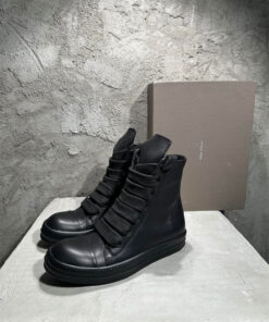 Rick Owens Black High-Top Leather Shoes