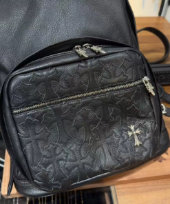 Alternative view of Chrome Hearts Black Leather Backpack