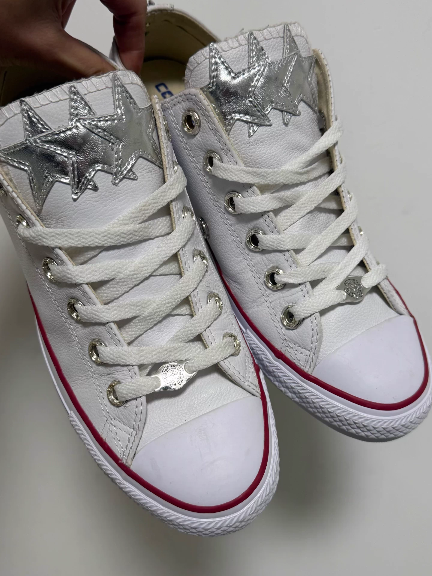 Chrome Hearts white patent leather Converse with cross - Image 2