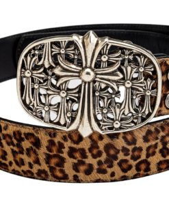 Alternative view of Chrome Hearts belt with silver-plated hardware and genuine leather, available in 9 colors