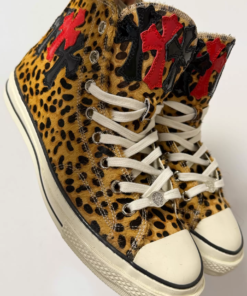 Alternative view of Xiaohao's Chrome Hearts leopard print Converse remake custom style