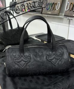Chrome Hearts Small Black Leather Cross Handbag Travel Bag Gym Bag