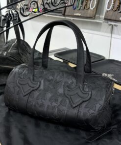 Alternative view of Chrome Hearts Small Black Leather Cross Handbag Travel Bag Gym Bag