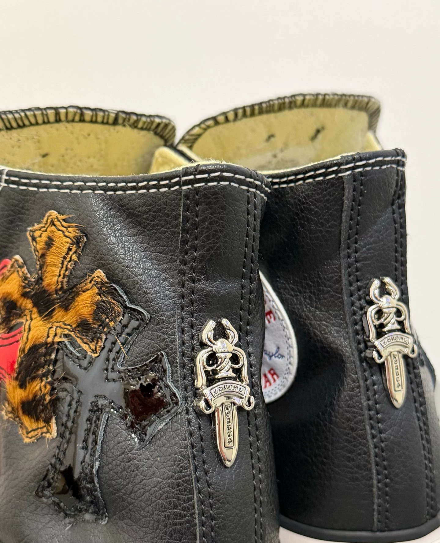 Chrome Hearts Converse remake custom leopard print black and red patent leather Converse - Image 4