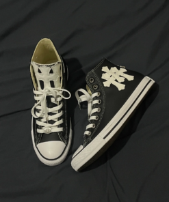 Chrome Hearts Converse All Star Black Canvas Lipstick Leather Converse