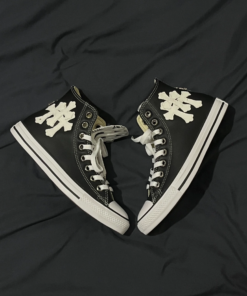 Alternative view of Chrome Hearts Converse All Star Black Canvas Lipstick Leather Converse