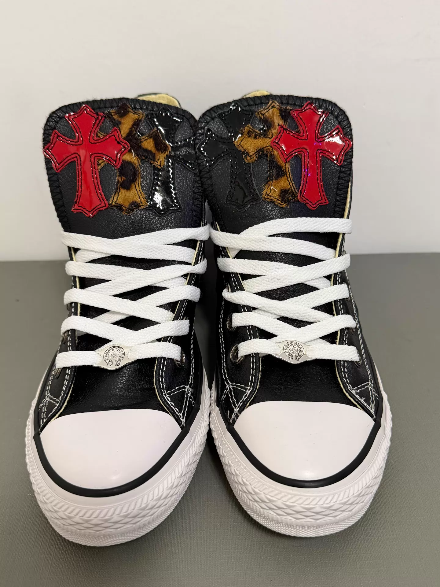 Chrome Hearts Converse remake custom leopard print black and red patent leather Converse - Image 6