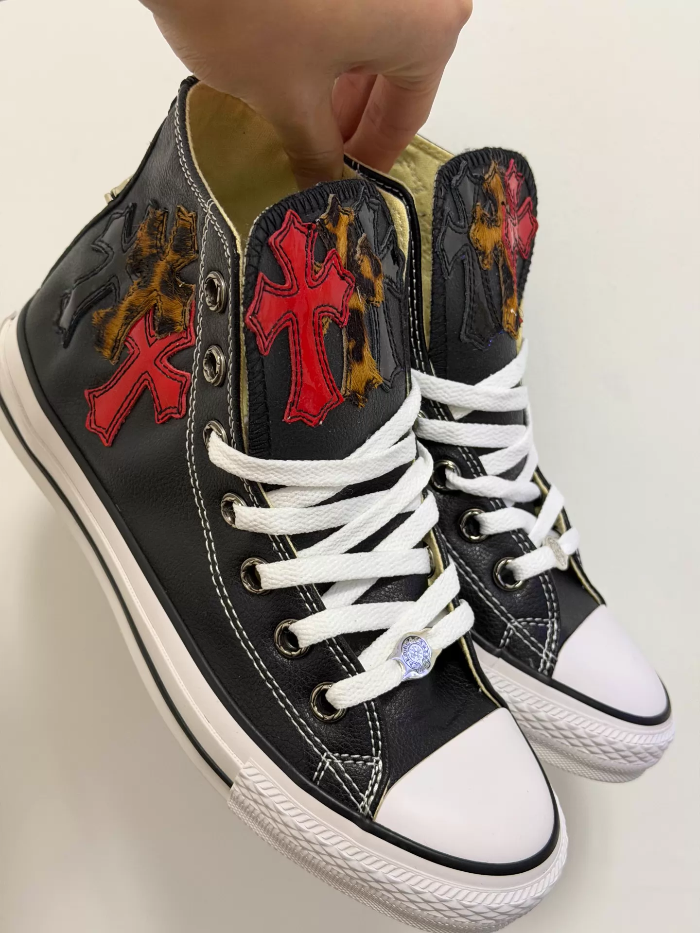 Chrome Hearts Converse remake custom leopard print black and red patent leather Converse - Image 8