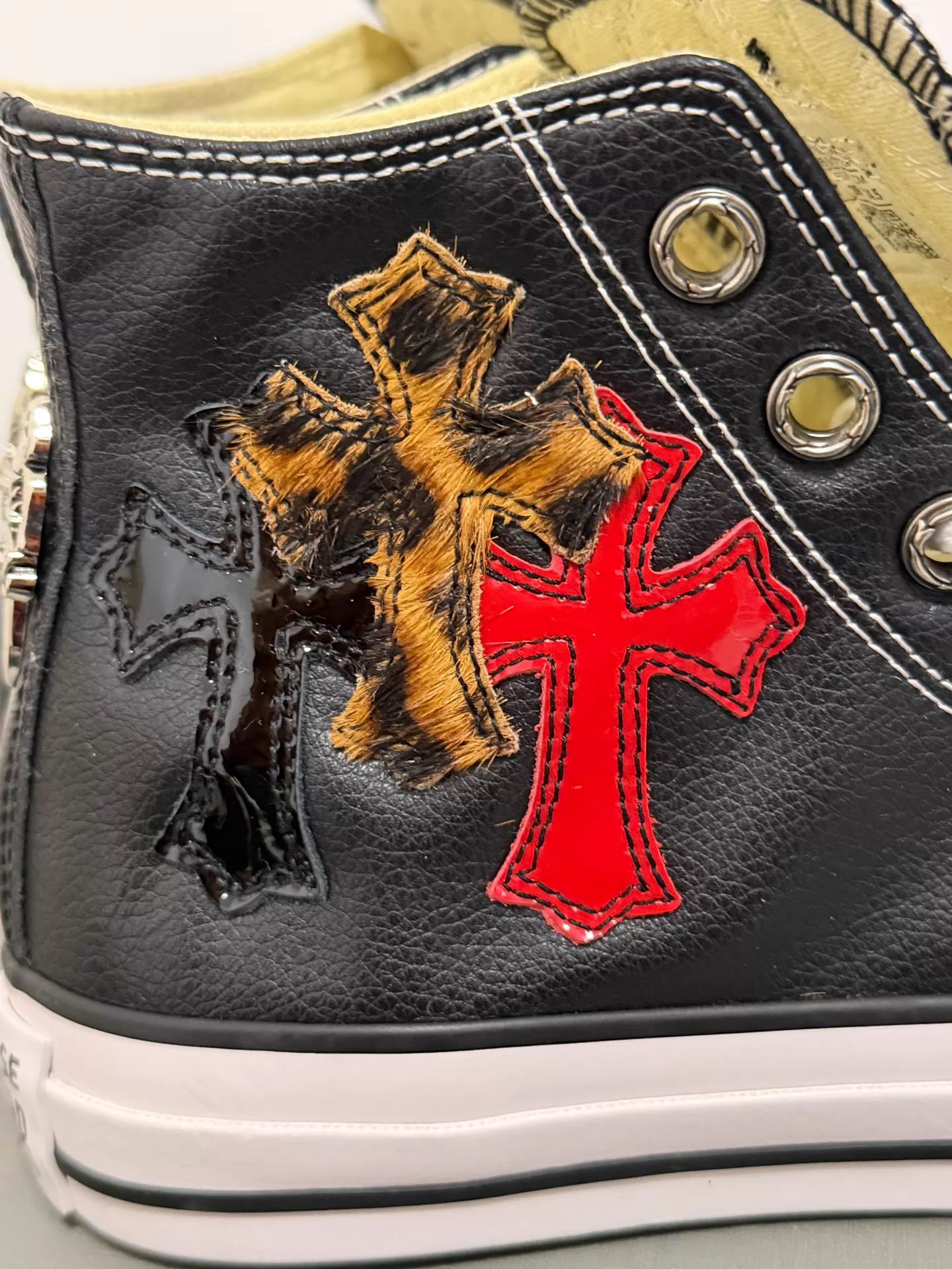 Chrome Hearts Converse remake custom leopard print black and red patent leather Converse - Image 9